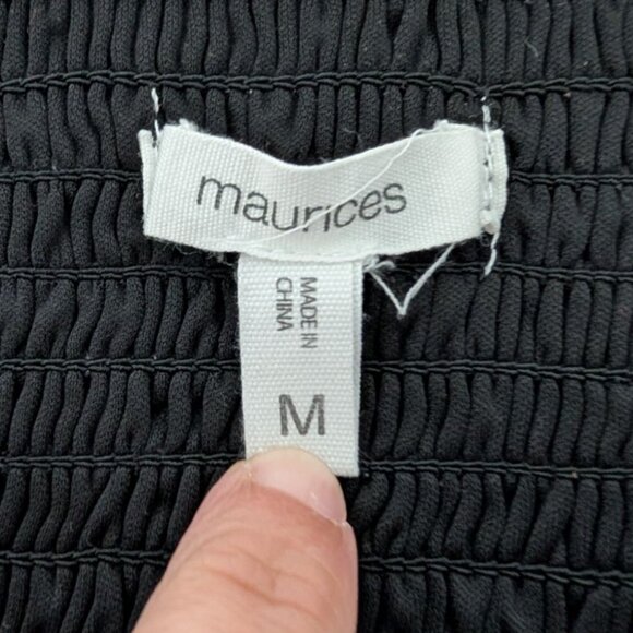 Maurices Floral Midi Dress Womens Size Medium Black Sweetheart Neck Smocked - Picture 5 of 12